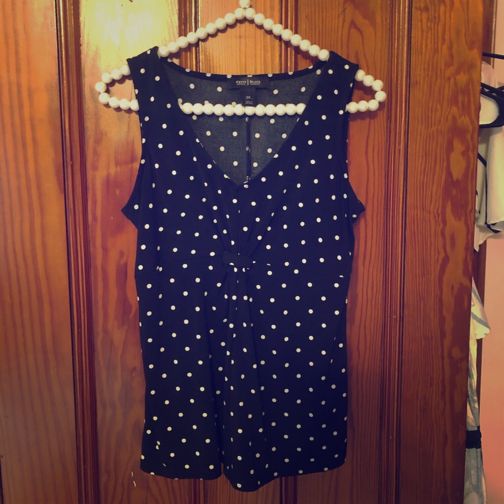 WHBM black and white polka dot top